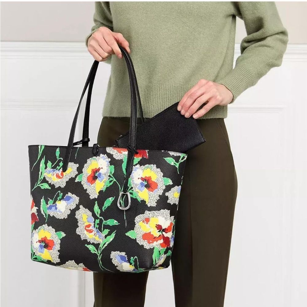 Lauren Ralph Lauren Large Reversible Tote Bag, Pouch & Handbag, NWT - Picture 1 of 15